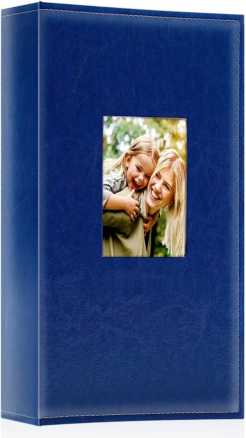 Ywlake Photo Album 4x6 300 Pockets, Leather Photo Albums Holds 300 Horizontal Only Pictures Blue