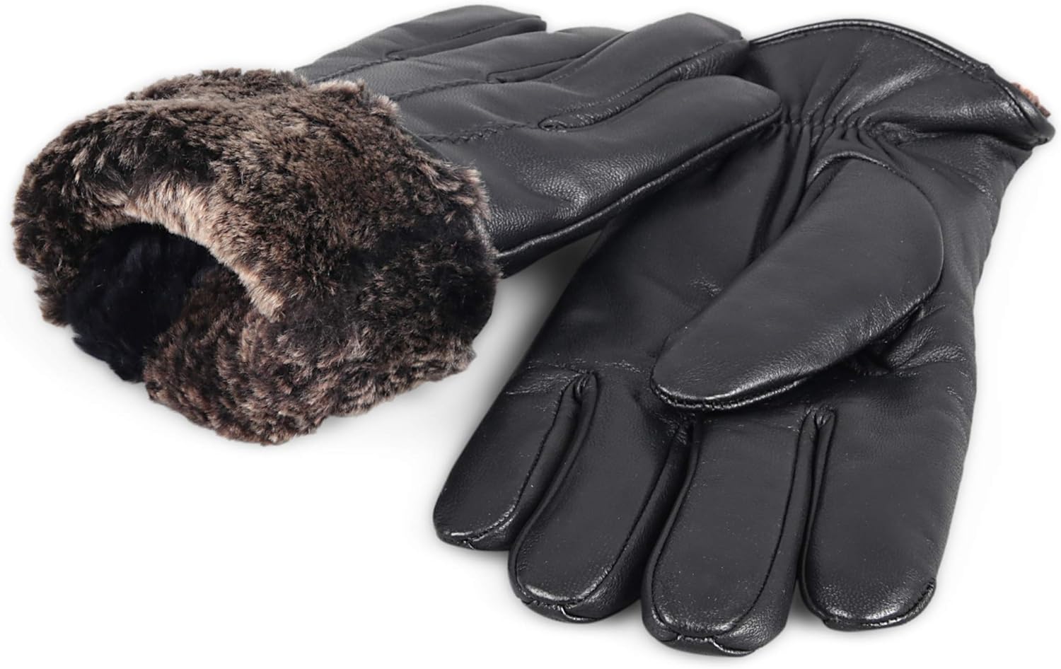 Men's Shearling Lined Leather Gloves – Premium Sheepskin Warm Cold Weather Gloves - Image 2
