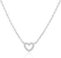 PAVOI 14K Gold Plated Cubic Zirconia Heart Necklace for Women - Dainty Adjustable Love Pendant, Valentine's Day Gift