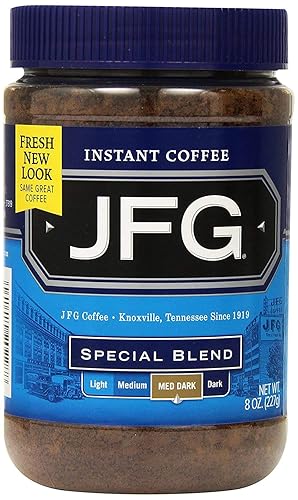 JFG Brands Café instantáneo de mezcla especial, tarros de 8 onzas, mezcla especial, 6 unidades