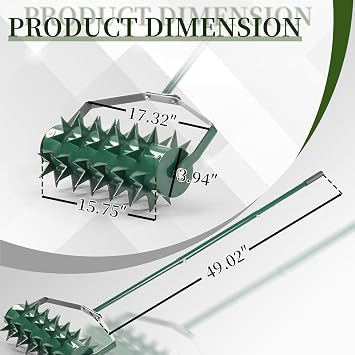 18in Lawn Aerator, Heavy Duty Rolling Aerator Lawn Tool, Manual Lawn Aerator Yard Aerator