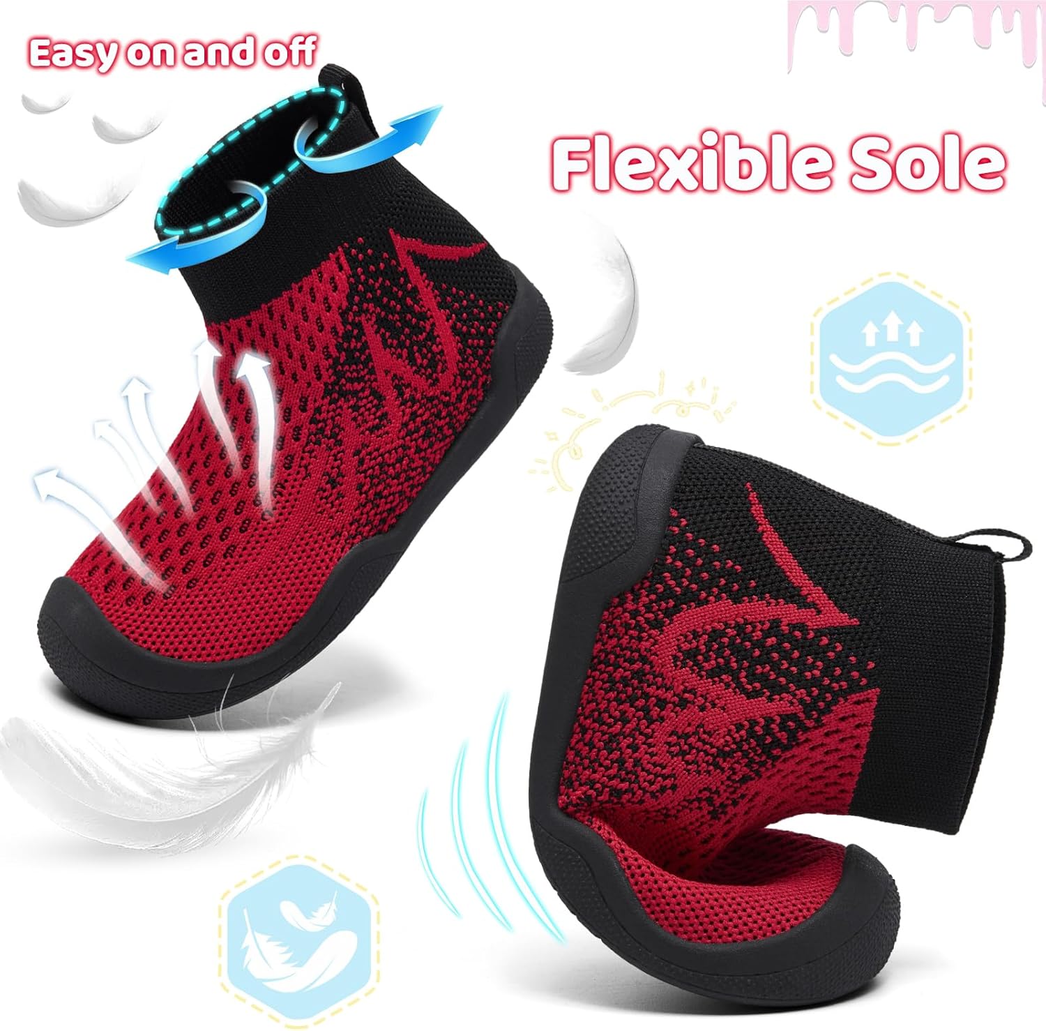 Toddler Socks Wrestling Shoes - Barefoot Wide Last Sports Shoes with Arch Support for Children Aged 2-8, Non Slip Sole and Reinforced Toe, Machine Washable - Image 4