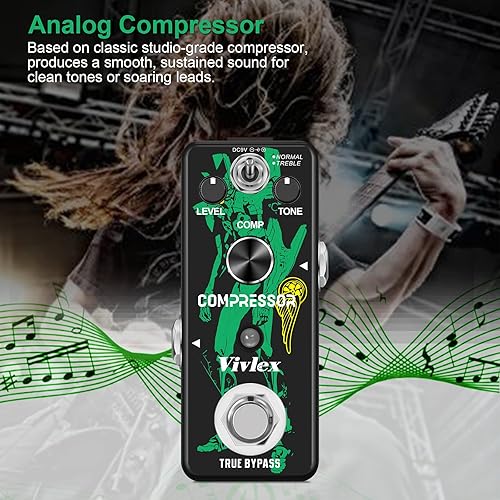 Miniatura 3 de LEF-333 Pedal de compresor mini analógico de efectos de compresión Pedal Stompbox para guitarra eléctrica Bajo True Bypass Pedal