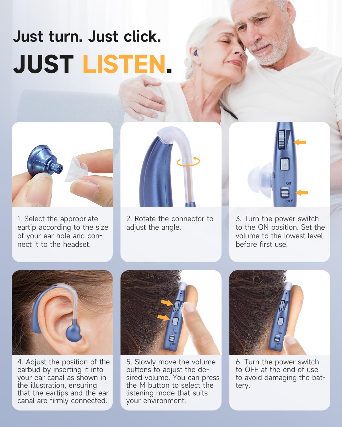 Britzgo Supporto audio personale 1301 BTE, batteria a lunga durata 40H, ricarica rapida di tipo C, volume turbo rotante e 2 modalità audio (morbida/luminosa), guscio in ABS resistente (blu-uno)