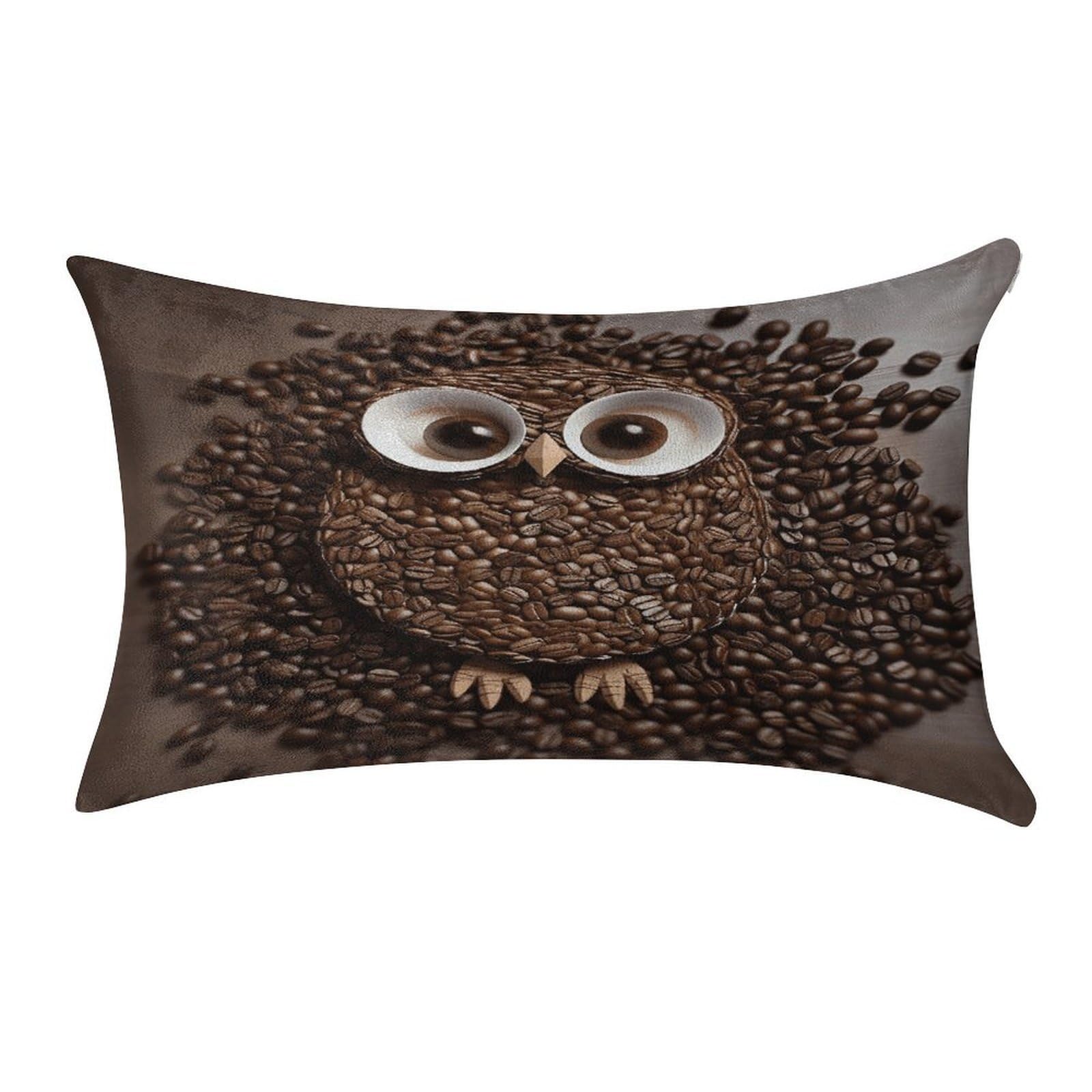 VstaDank Coffee Bean Owl Throw Pillow Cover 12"×20" Ultra Soft Pillowcase Cozy Lumbar Pillow Shell Gold Velvet Exquisite Decorative Cushion Sham Protector for Couch Sofa Bedroom