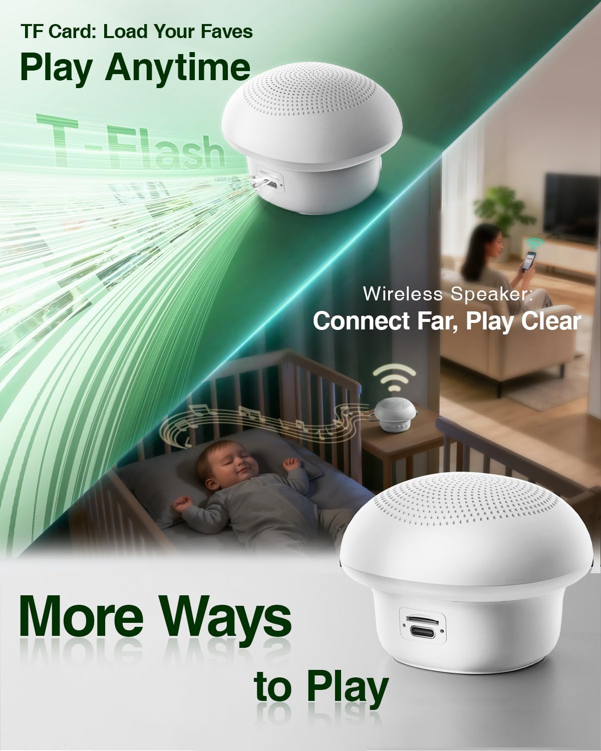 Portable White Noise Sound Machine for Baby Kids Adults, 20 Natural Soothing Sounds, 48H Battery Playback, 30 Volume Levels, 3 Timers, Memory Function & Soft Night Light for Sleep, Home, Travel, Mini - Image 5