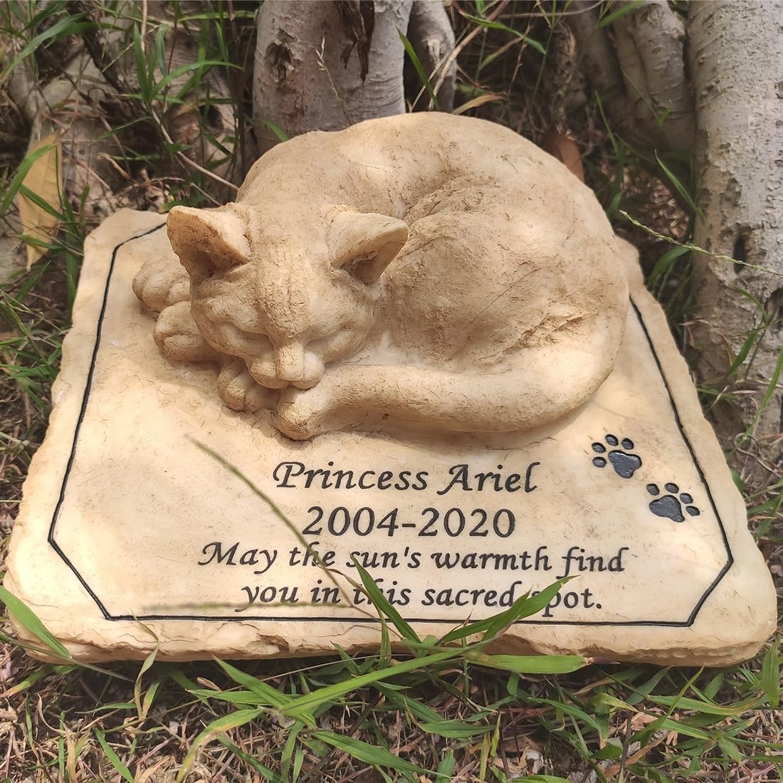 MARYTUMM Personalized Cat Memorial Stone by Waterproof Resin, Custom Pet Stone Markers for Cat (3D Cat)