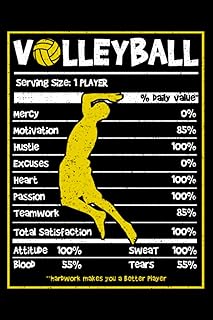 Yanyo Volleyball StollmayVolleyball Players Coaches Fans Team Sports Nutrition Facts: Funny Volleyball Women Girls Men Youth | Dot Grid Journal, Notebook or Organizer | Notes, ... book, Scheduler, Task Checklist | 6x9 Inches