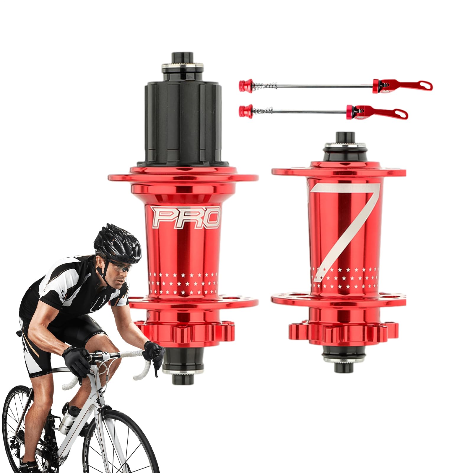 Set di mozzi per bicicletta, mozzo per bici a sgancio rapido, corpo e asse in lega di alluminio, raccordi, mozzi di ricambio per bici da strada e mountain bike, dimensioni: 4 x 4 x 10 cm/4 x 4