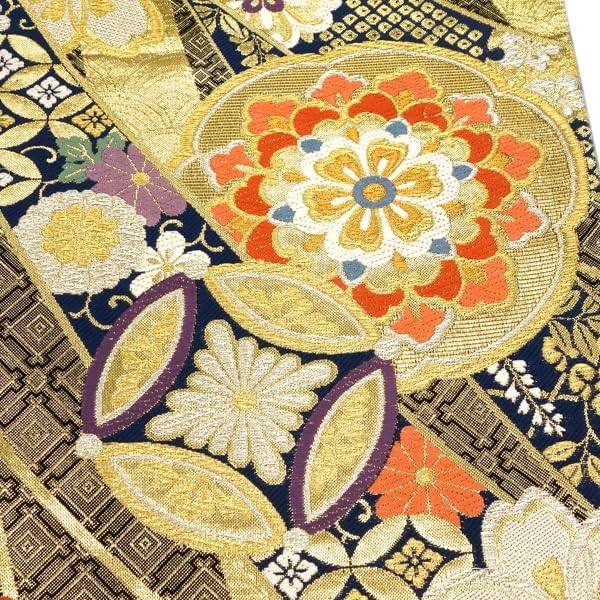 振袖用 袋帯 志都香 仕立て付き 黒 紺 金 ゴールド 成人式 正絹 購入