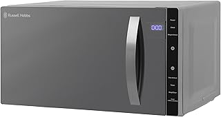 Russell Hobbs RHFM2363S 23 L 800 W Silver Digital Flatbed Solo Microwave with 5 Power Levels, 8 Auto Cook Menus, Easy Clean, Clock and Timer, Automatic Defrost