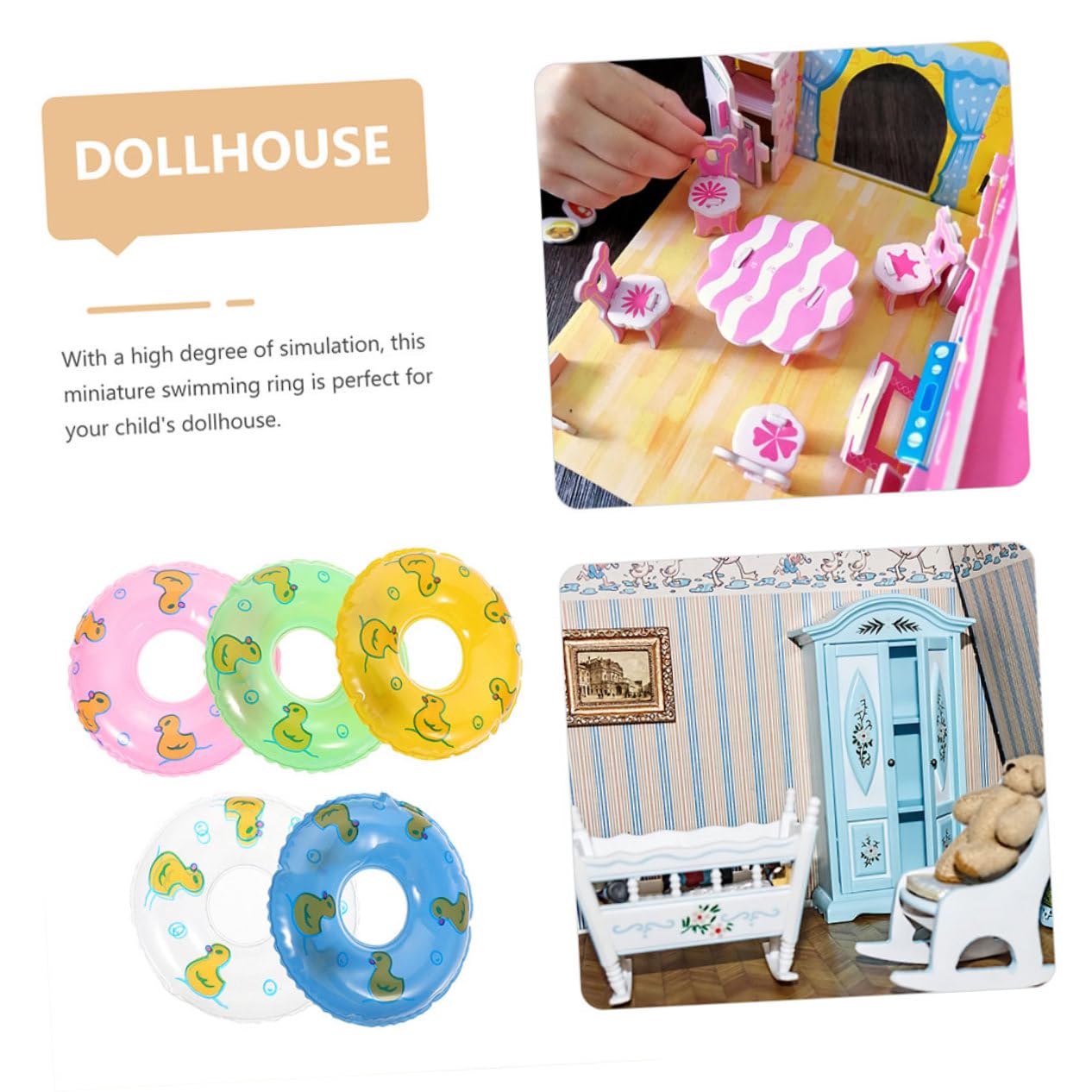 Kisangel Realistic Miniature Mallard Duck Swim Rings 10pcs for Doll House Miniature Decor