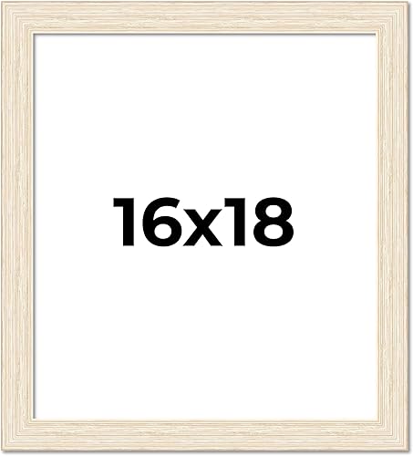 Vista 63 de Marco de fotos blanco de madera real de 19 x 19 pulgadas de ancho de 1.5 pulgadas Profundidad interior de 0.5 pulgadas Marco de fotos envejecido