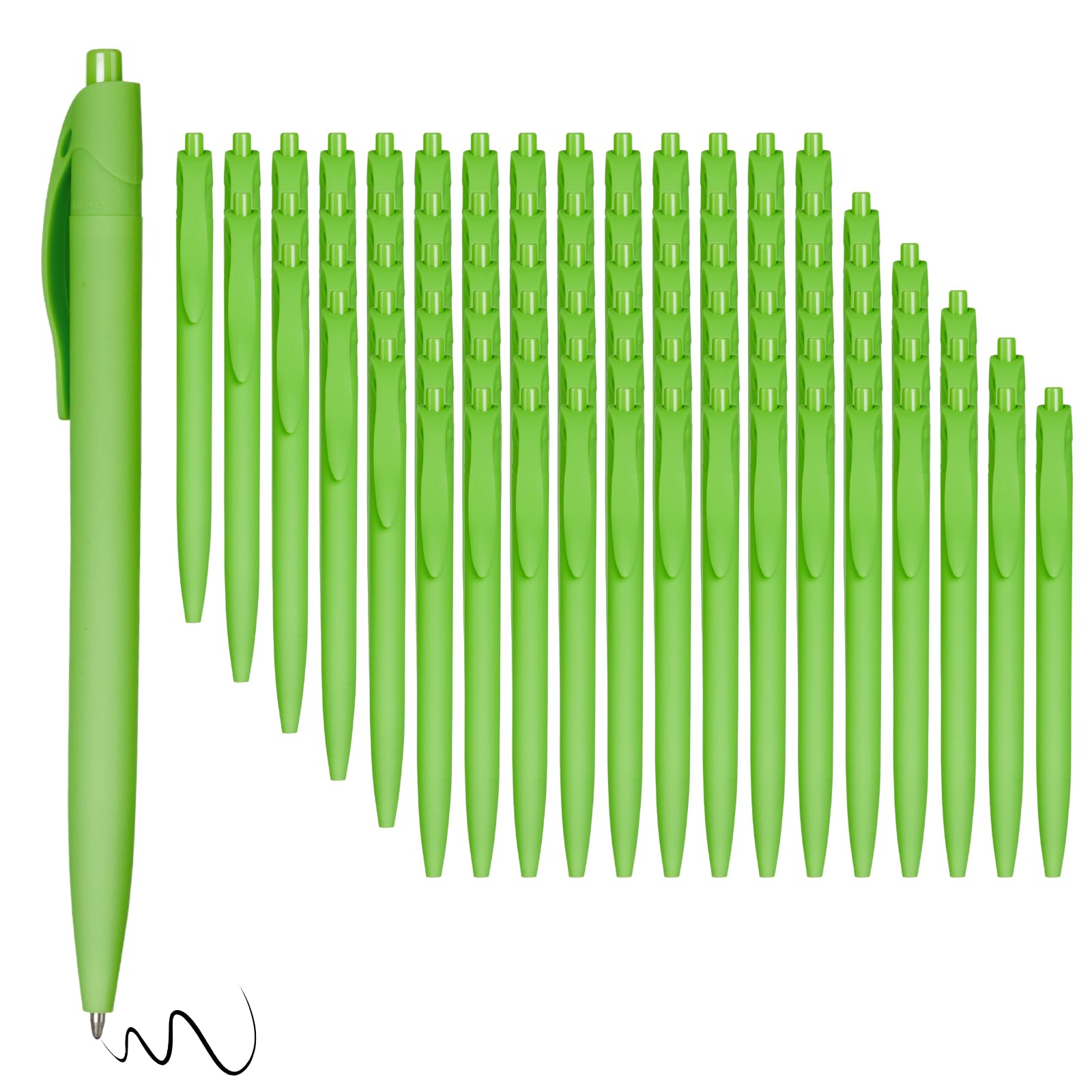 Wiaziert BallPoint Pens, 100 Pack (BLACK Ink),Bulk Pens, Light Green Barrel,Click Pens for Office Home and School, Retractable Ballpoint Pens, Medium