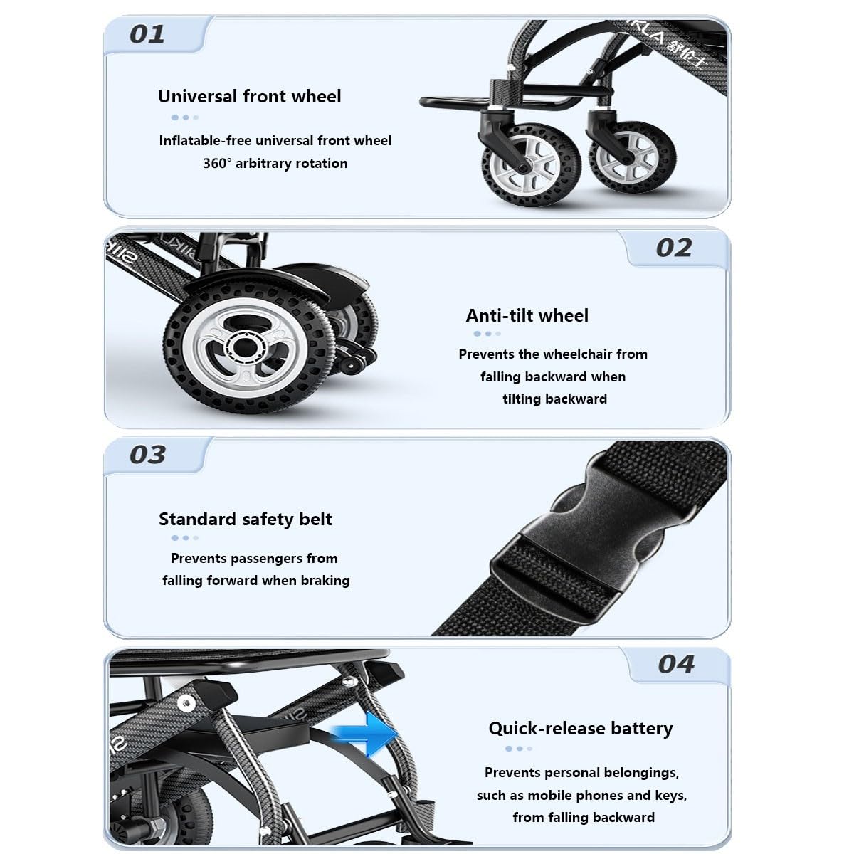 Lekki elektryczny wózek inwalidzki dla dorosłych, składany wózek inwalidzki, aluminiowy elektryczny wózek inwalidzki, ultralekki 12,5 kg, zasięg 20 km, łatwy do transportu i przechowywania 6 A
