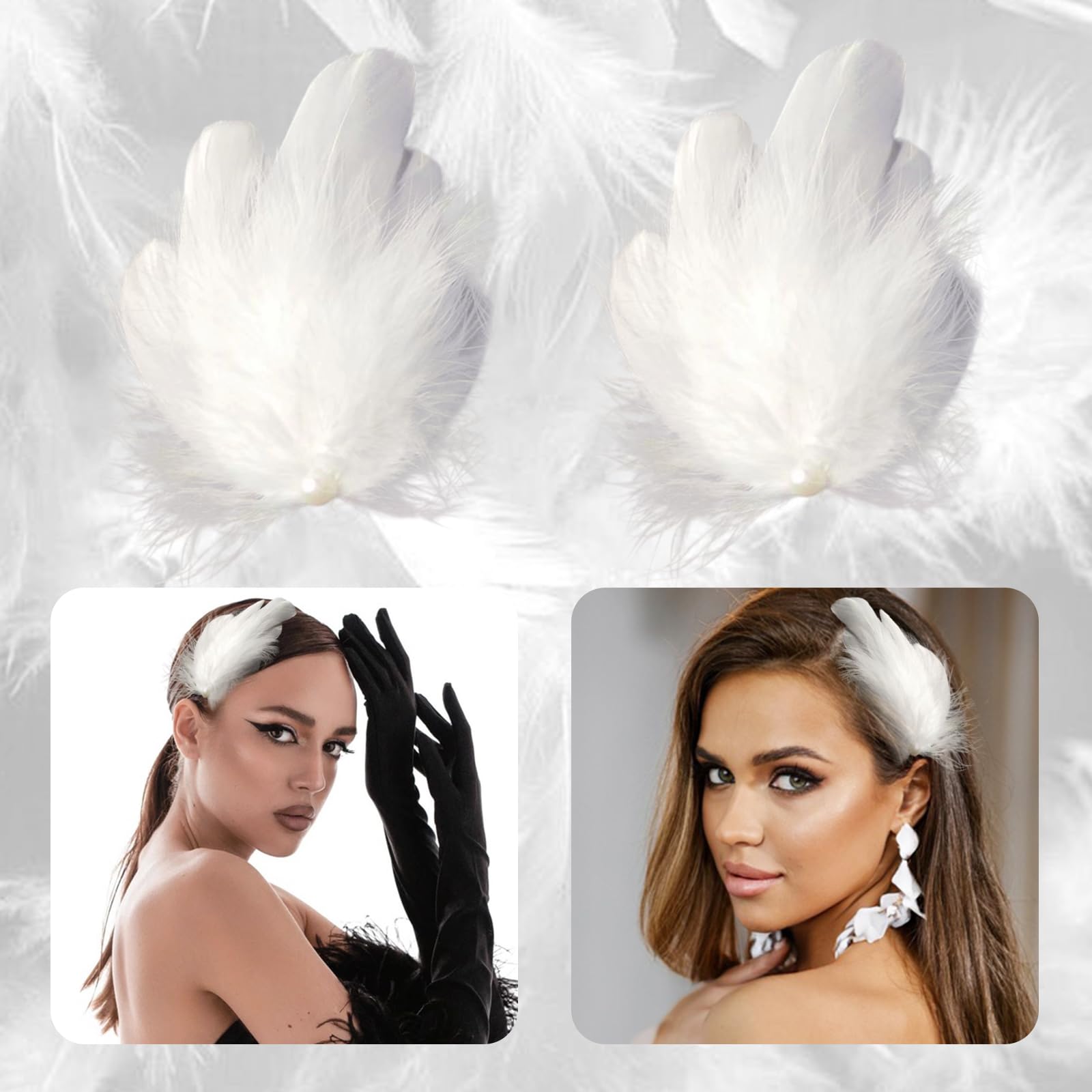 Amazon.com : 2Pcs Feather Hair Clips Hair Barrettes 