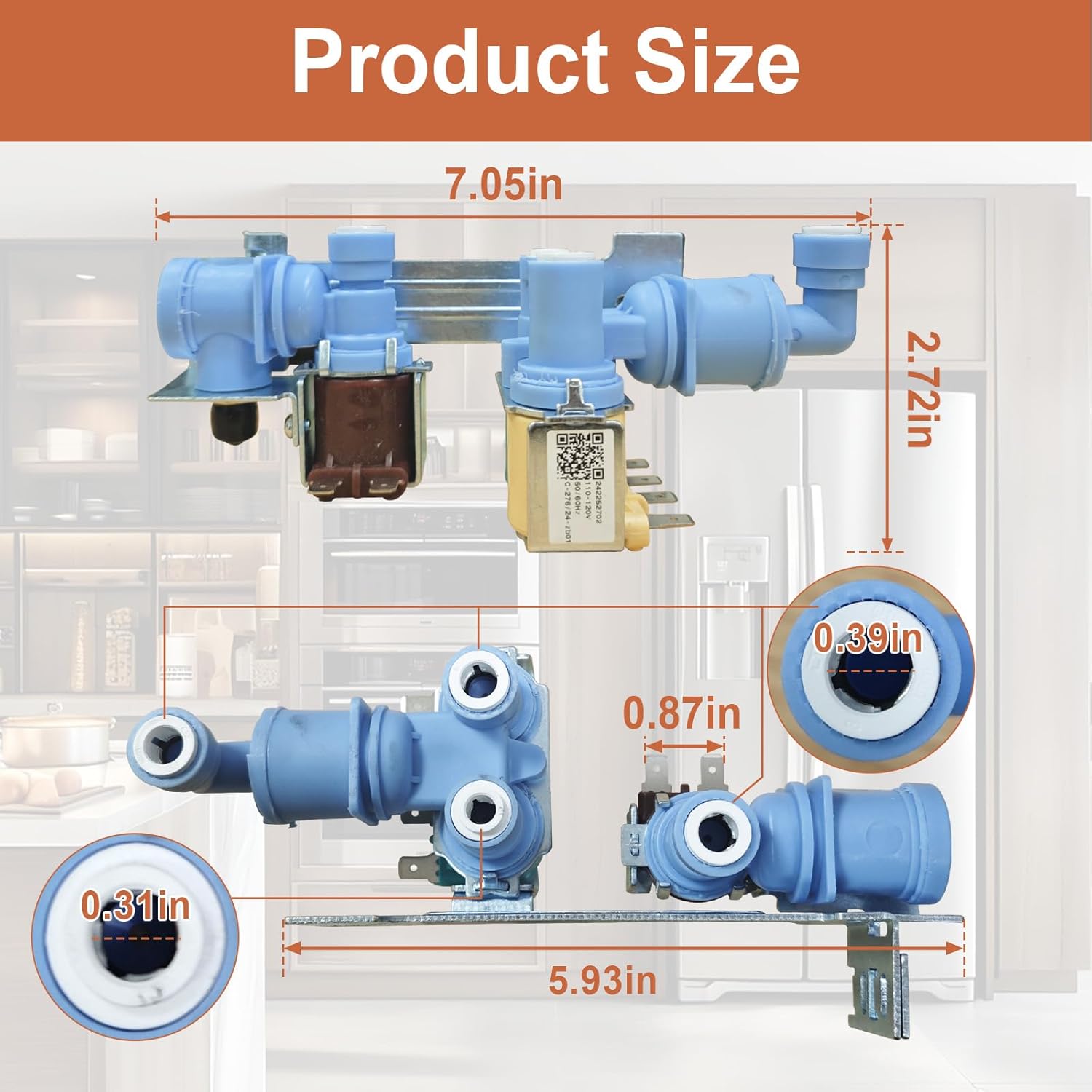 Upgraded 242252702 240531101 Refrigerator Water Inlet Valve Compatible with Frigidaire Kenmore Electrolux Crosley Refrigerator 2692163, AP5671757, PS7784018, 241734301, K-76150, WV2702 etc