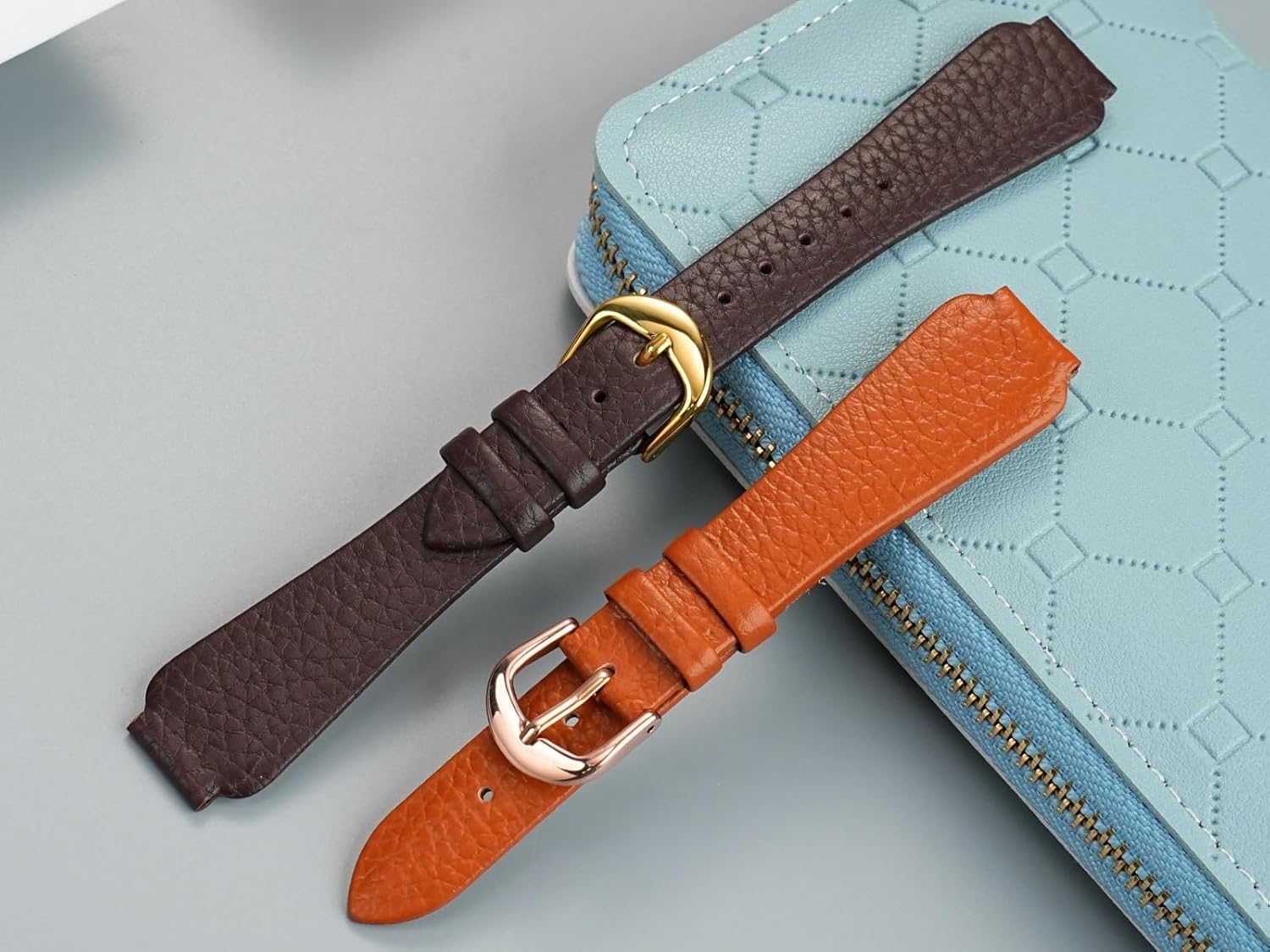 Universal Genuine Leather Strap, Compatible with Fiyta Raised-End Pebble Grain Soft Slim Calfskin Band - 14mm