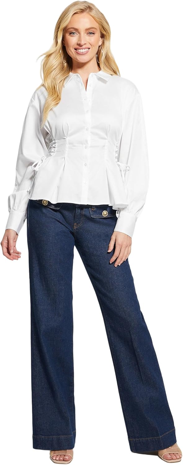 Guess Womens Long Sleeve Jackie Lace Up Top - Image 5
