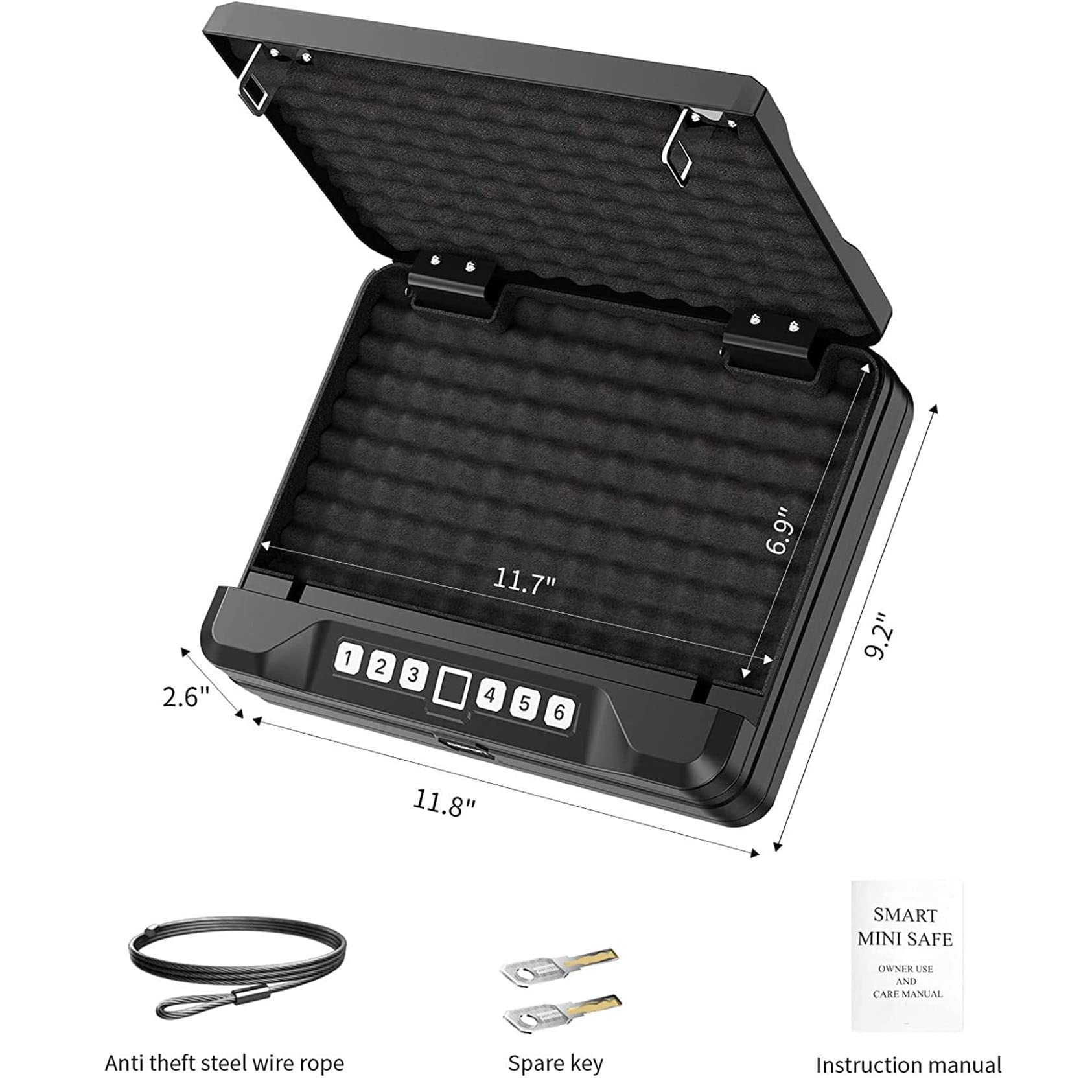 Caja De Seguridad Digital, Caja Fuerte para Pistola, Caja Fuerte Inteligente para Pistola con Huella Digital Biométrica, Bloqueo De Teclado Y 2 Llaves para El Hogar, La Oficina