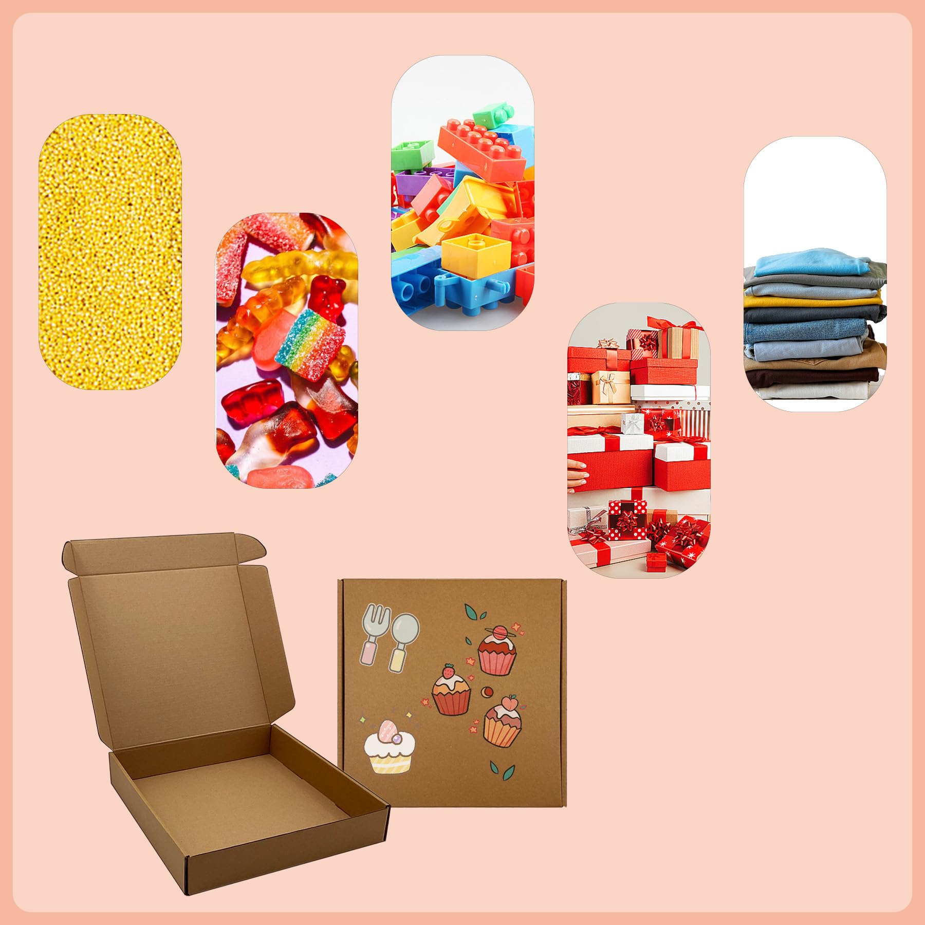 Juego de 20 cajas corrugadas marrones de 10 x 10 x 2 pulgadas para embalaje de pequeñas empresas, cajas de correo a granel para cumpleaños, bodas, fiestas y libros