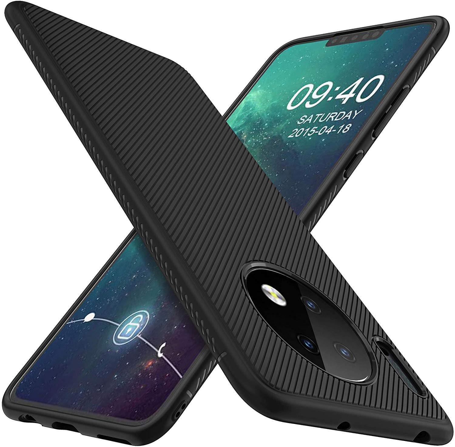 Compatible with Huawei Mate 30 Case, Shockproof Premium Rubber Cover and Non-Slip Ultra Thin Silicone TPU Case for Huawei Mate 30 Smartphone Black