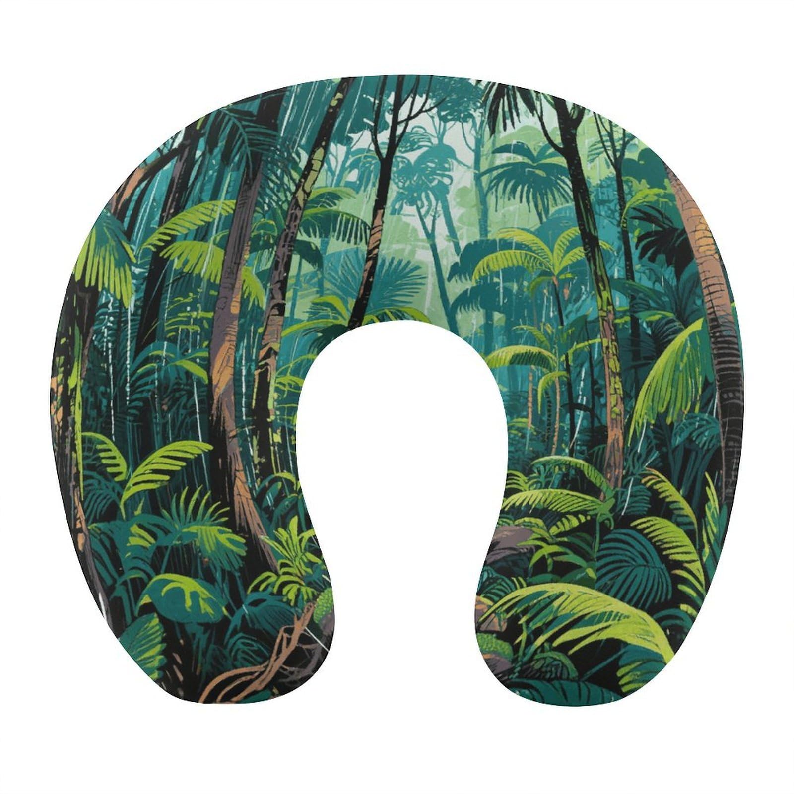 VstaDank Tropical Rainforest Neck Pillow Memory Foam Sleeping U Shaped Pillows Cooling Travel Head Support Pillows Super Lightweight Portable Airplane Pillow for Car Office Rest
