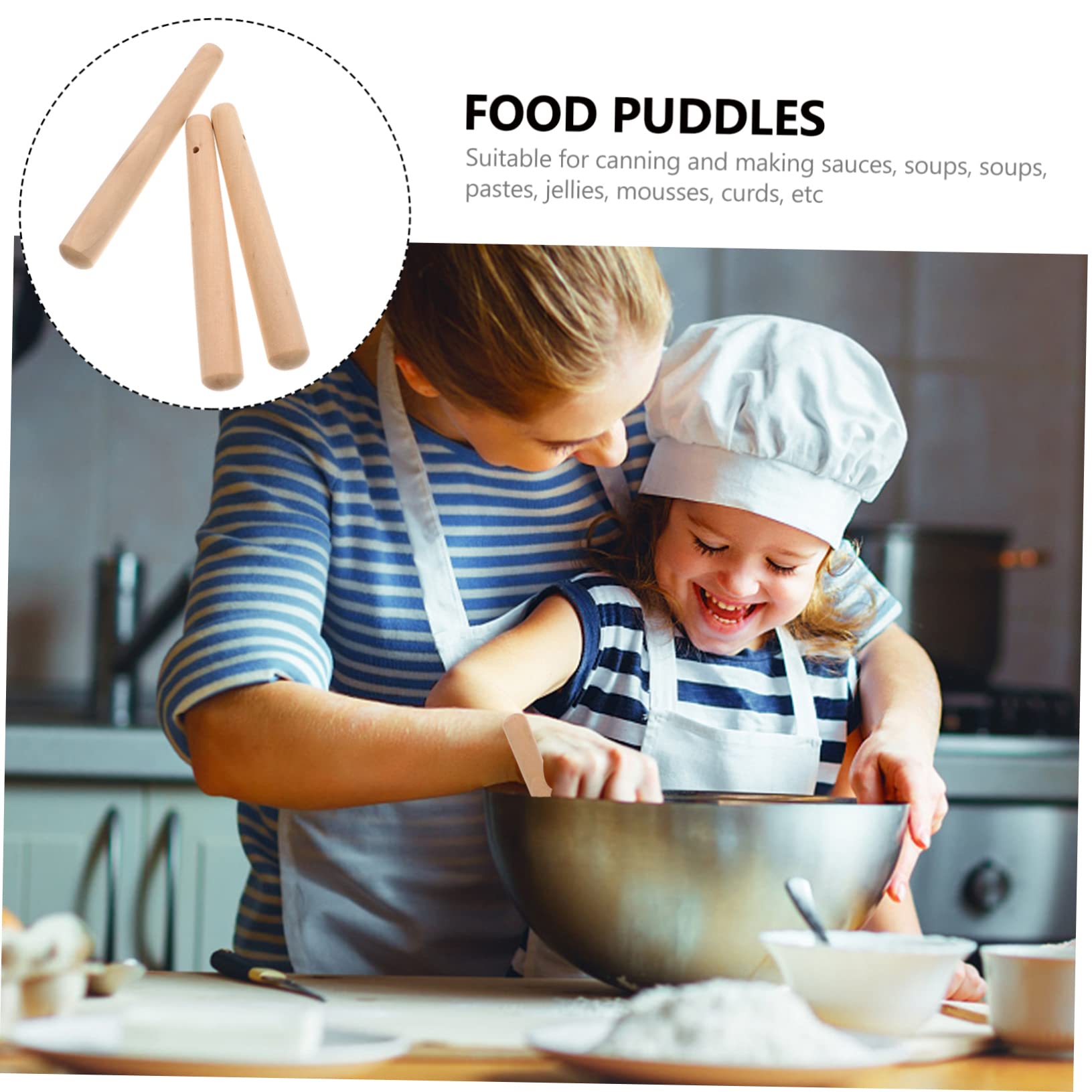 RORPOIR Ergonomic Design Wood Grinding Rod Baby Food Muddler Bar Tool for Easy Use