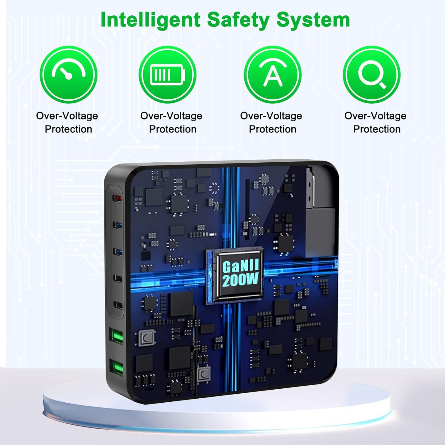 USB C Charger, 200W 7 Ports Fast GaN USB C Charging Station, 65W Laptop Charger Compatible with MacBook Pro/Air, iPad, iPhone 17/17Pro/17Pro Max/16/15/14/13/12 Series, Samsung Galaxy Note