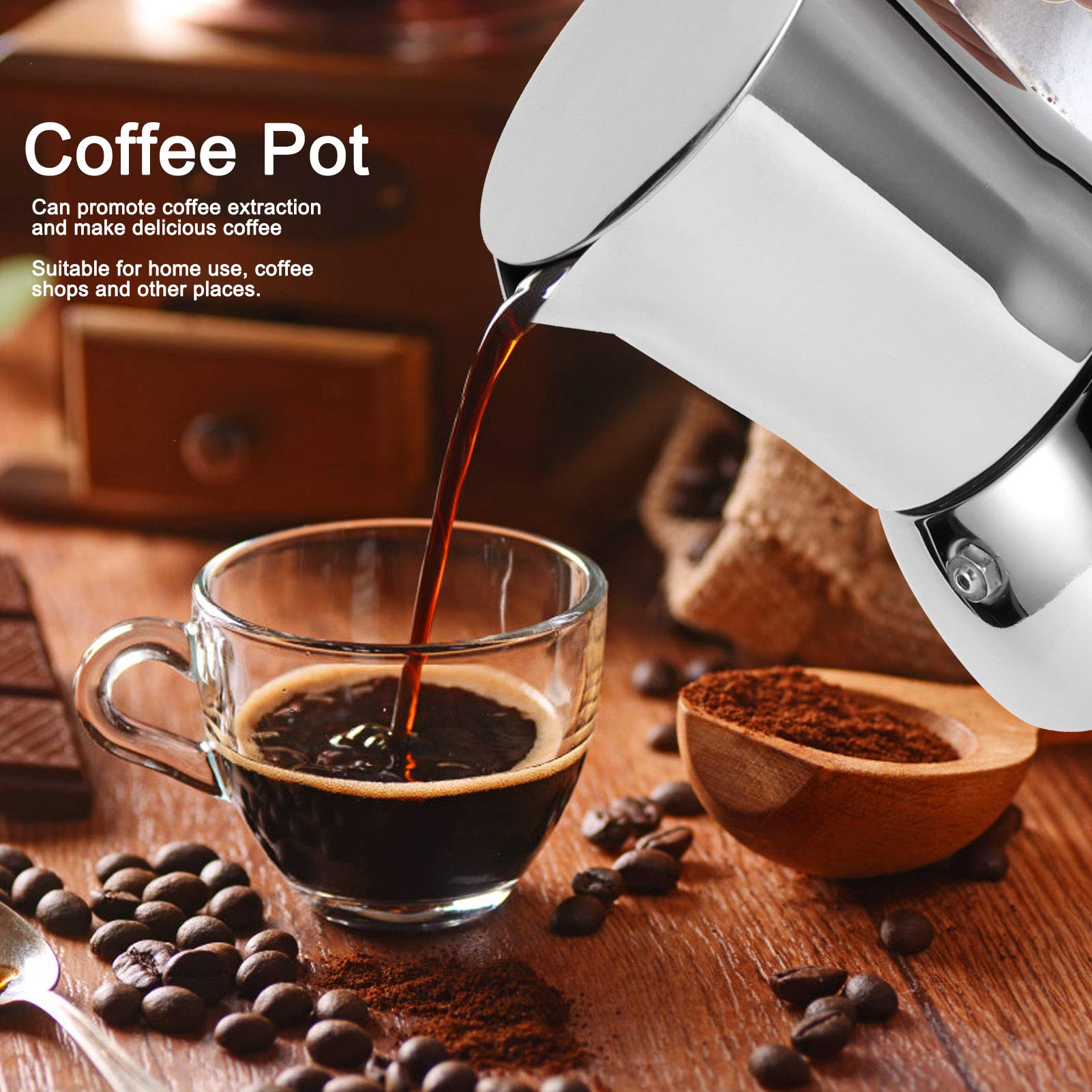 Caffettiera in acciaio inossidabile 304 Caffettiera da 4 tazze Bollitore per caffè Pentola per moka Utensili da cucina per caffetteria domestica