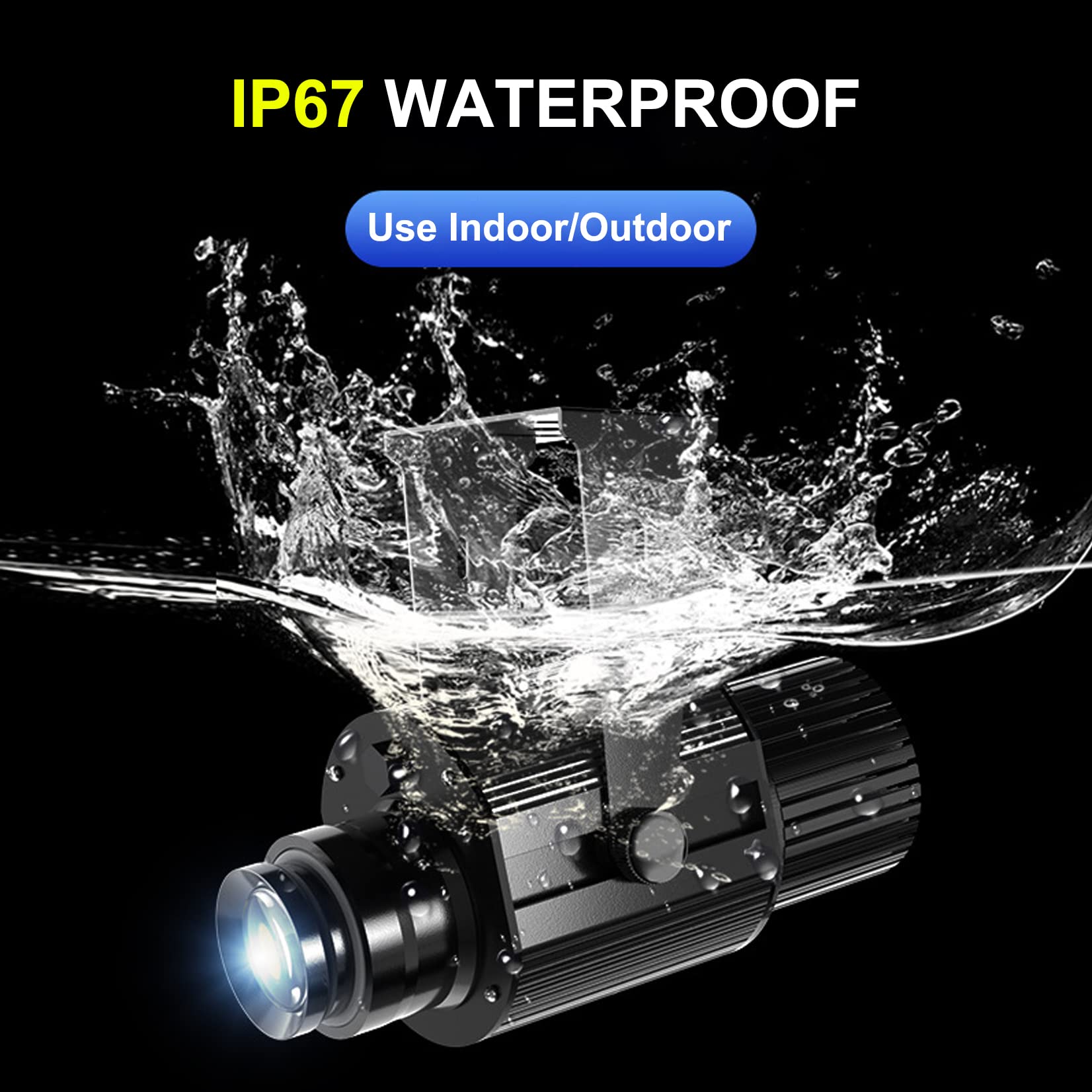 Proiettore Gobo Impermeabile IP67 Aslanka 50W LED – Con Telecomando, Montaggio A Pavimento/parete/soffitto, Proiezione Fino A 10,9m E Diametro 3,65m – Personalizzabile Con Logo