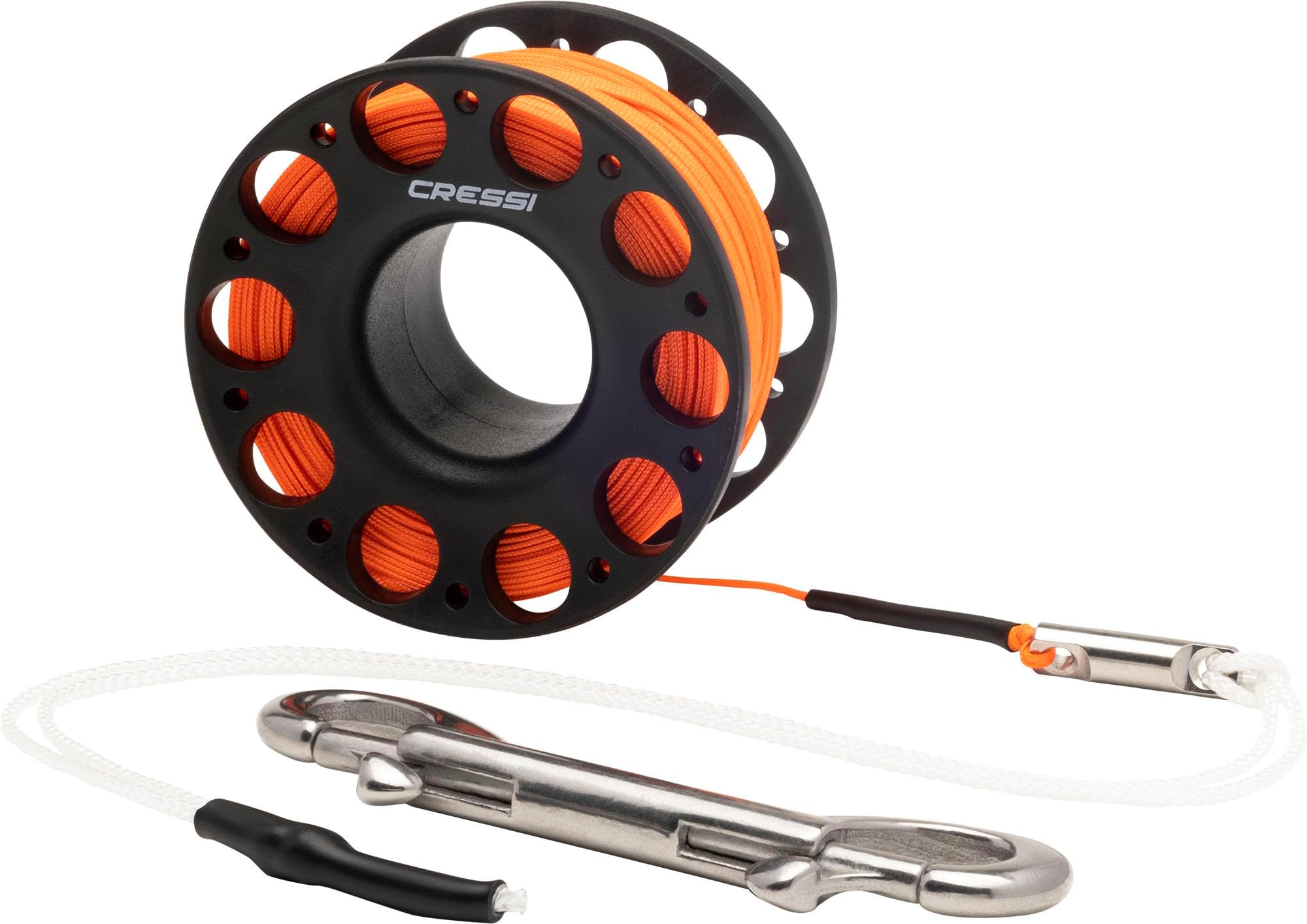 Cressi Finger Spool w/SS Bolt Snap Black - Technical Finger Coil Complete with Cable and Clip Carabiner for Diving, Black, Unisex
