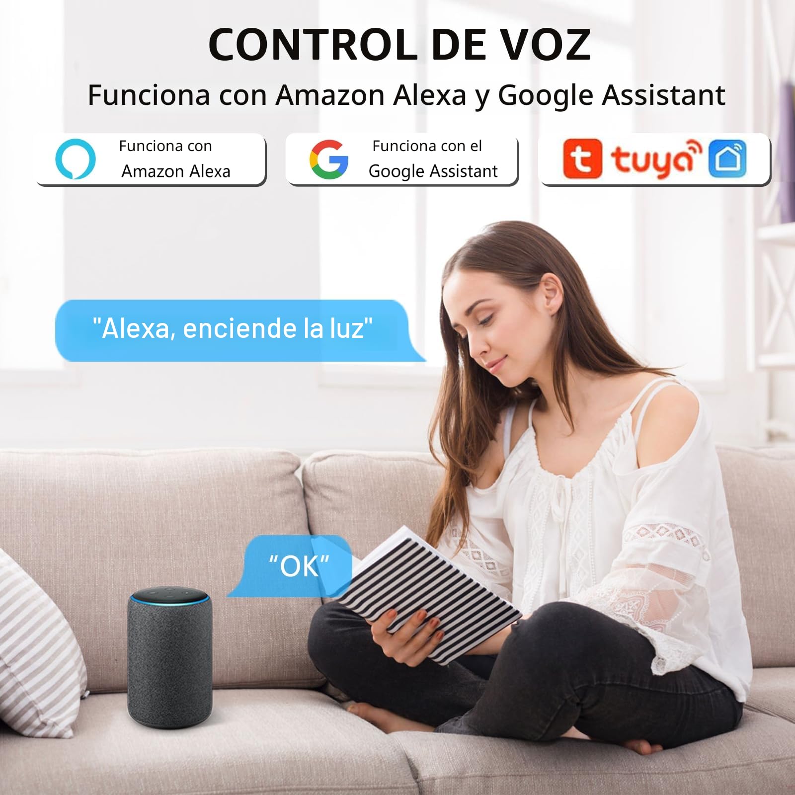 Interruptor WiFi Smart Life, 16A Relé Interruptor Inteligente Wi-Fi & Bluetooth, 2.4g Smart Light Switch Compatible con Asistente de Voz y Tuya, Smart Switch Alexa, Requiere Cable Neutro