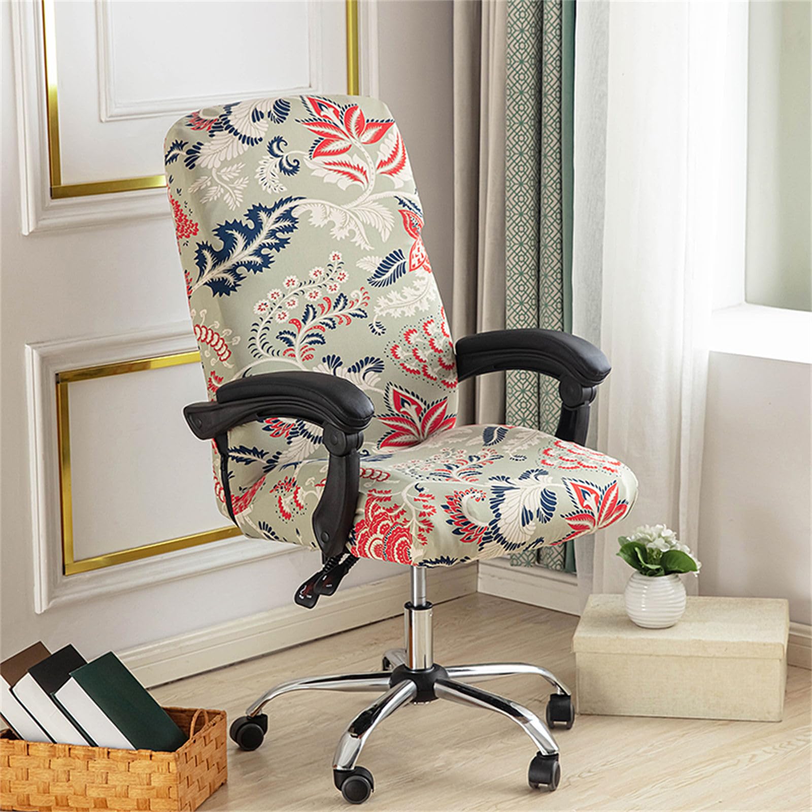 Highdi Funda para Silla de Escritorio Giratoria, Impresión Funda Universal para Silla de Ordenador Elastica Fundas para Sillas Ajustables de Oficina Fundas Silla Gaming (Estilo Étnico)