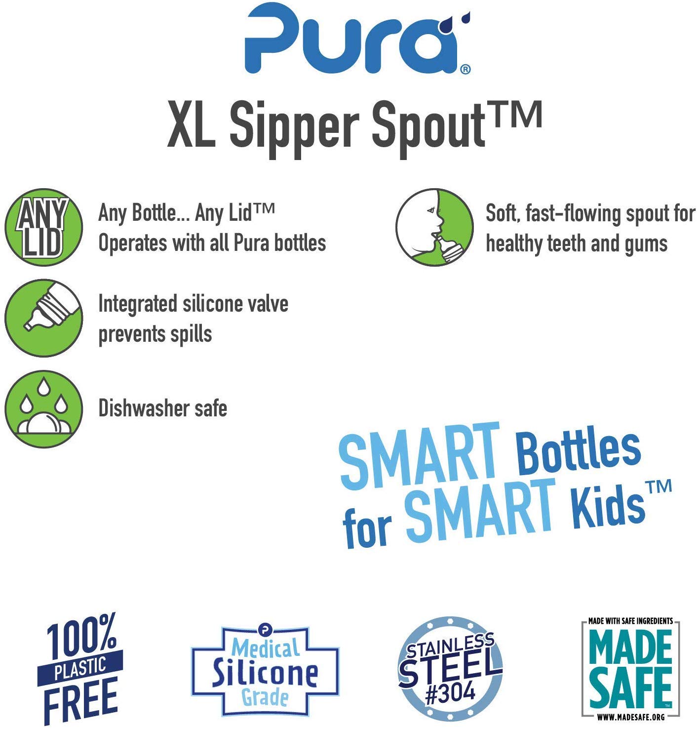 Pura Kiki XL Sipper withSilicone Sip Spouts, 6 Months+, 2-Count