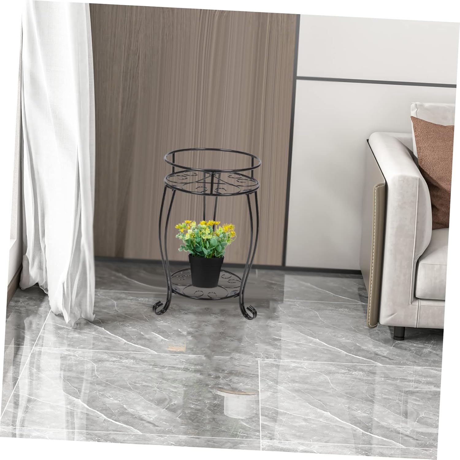 Heavy Duty Metal Plant Stand Double Layer Flower Pot Holder Elegant Flower Display Shelf for Room Garden Balcony Sturdy Smooth Finish