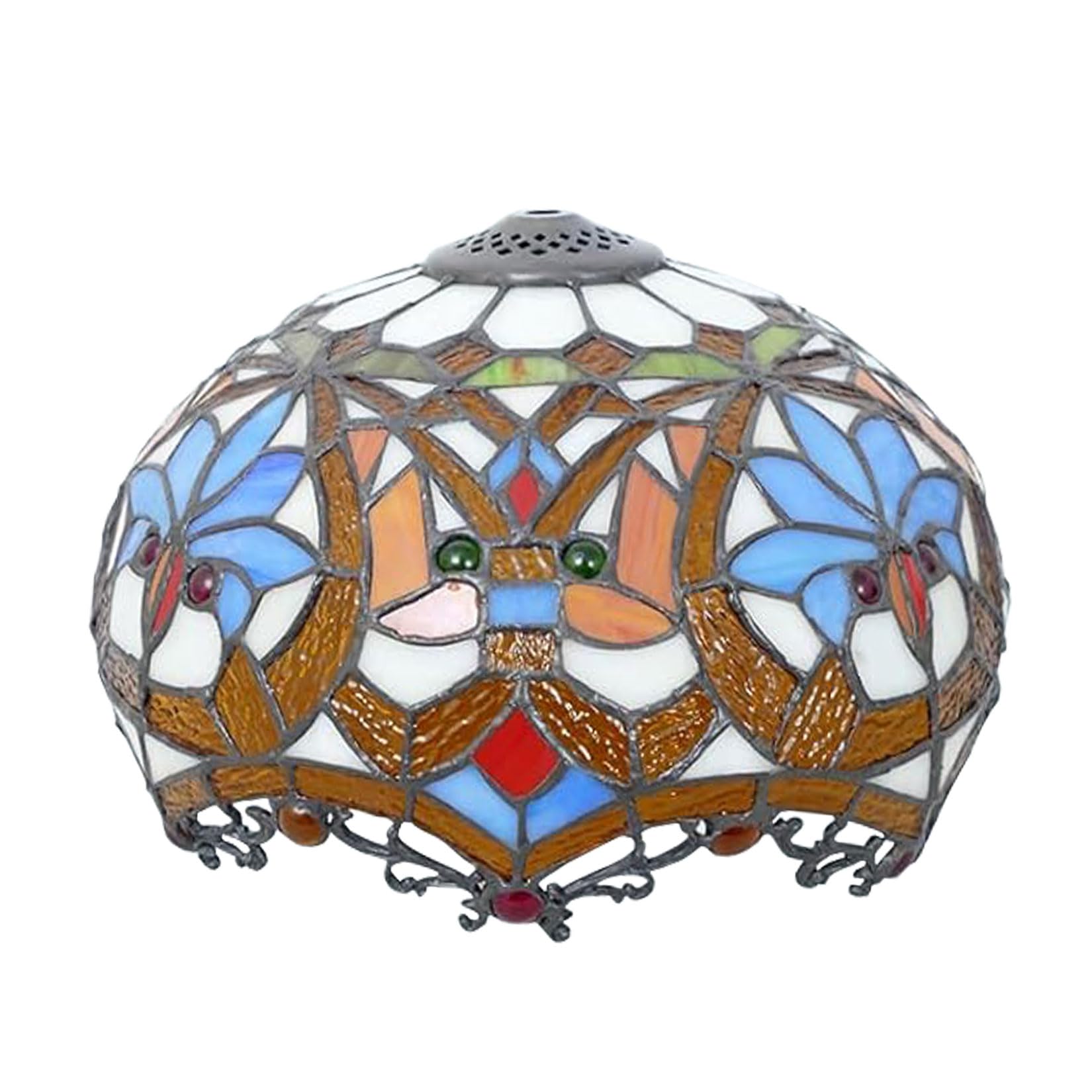 SaryEdge 12-Inch Baroque Lampshade Replacement Only Tiffany Style Stained Glass Lamp Shade Vintage Light Cover Accessories for Table Lamp Pendant Lights Ceiling Lamp，，
