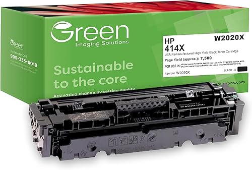 Green Imaging Solutions HP Color LJ Pro M454M479 HP 414X W2020X USA Cartucho negro remanufacturado de alto rendimiento 7500 - Chip OEM