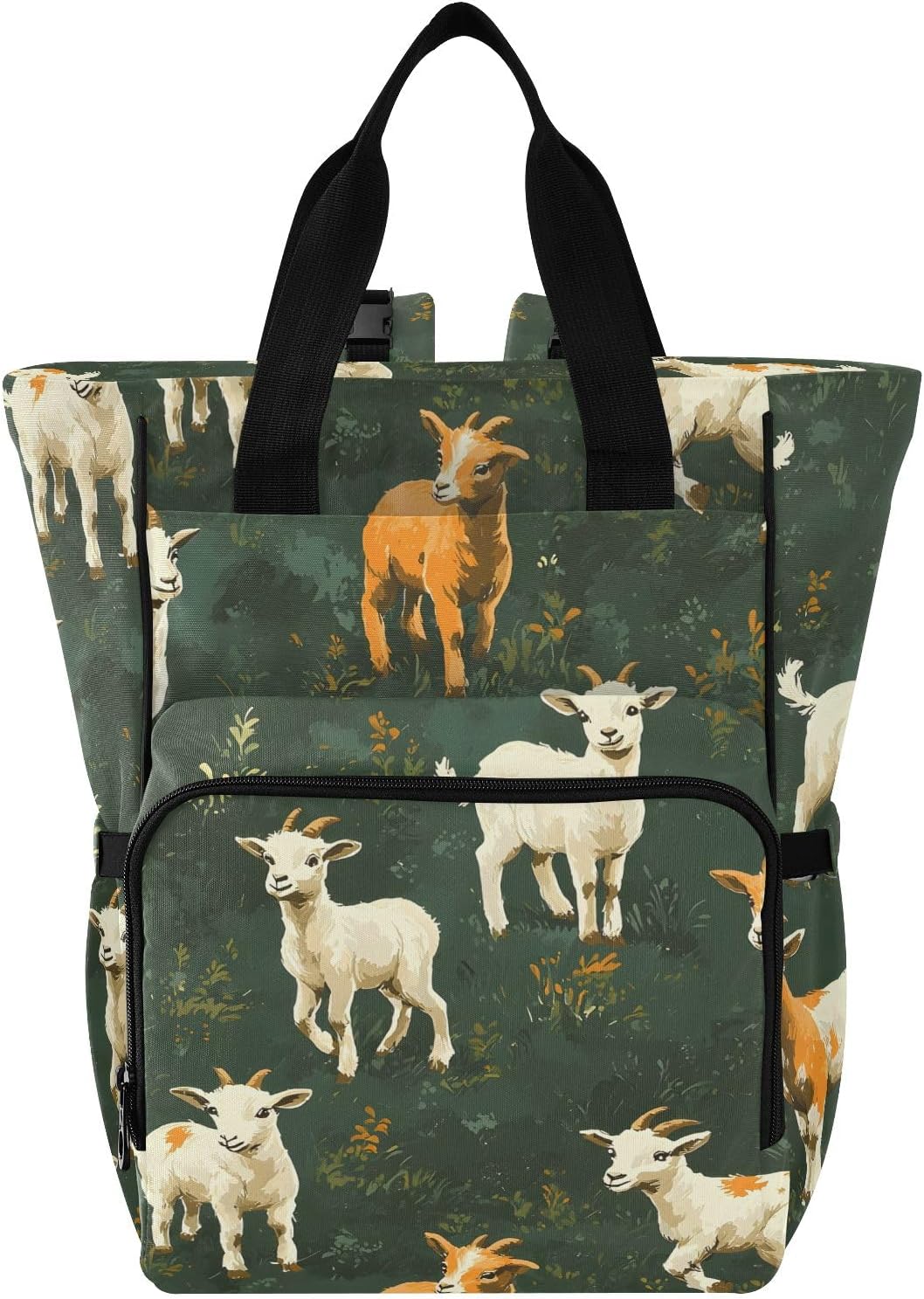 Diaper Bag Backpack Tote Multifunction Baby Nappy Changing Bags Goat Grass Large with Stroller Straps Travel