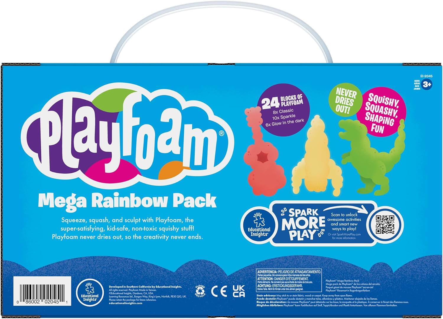 Educational Insights Playfoam Mega Rainbow Pack - Sensory Toys & Squishy Fidget Toys for Kids, Squishy Foam Blocks, Non Sticky Dough, Sensory Bin Filler & Classroom Tools, Gifts for Ages 3+