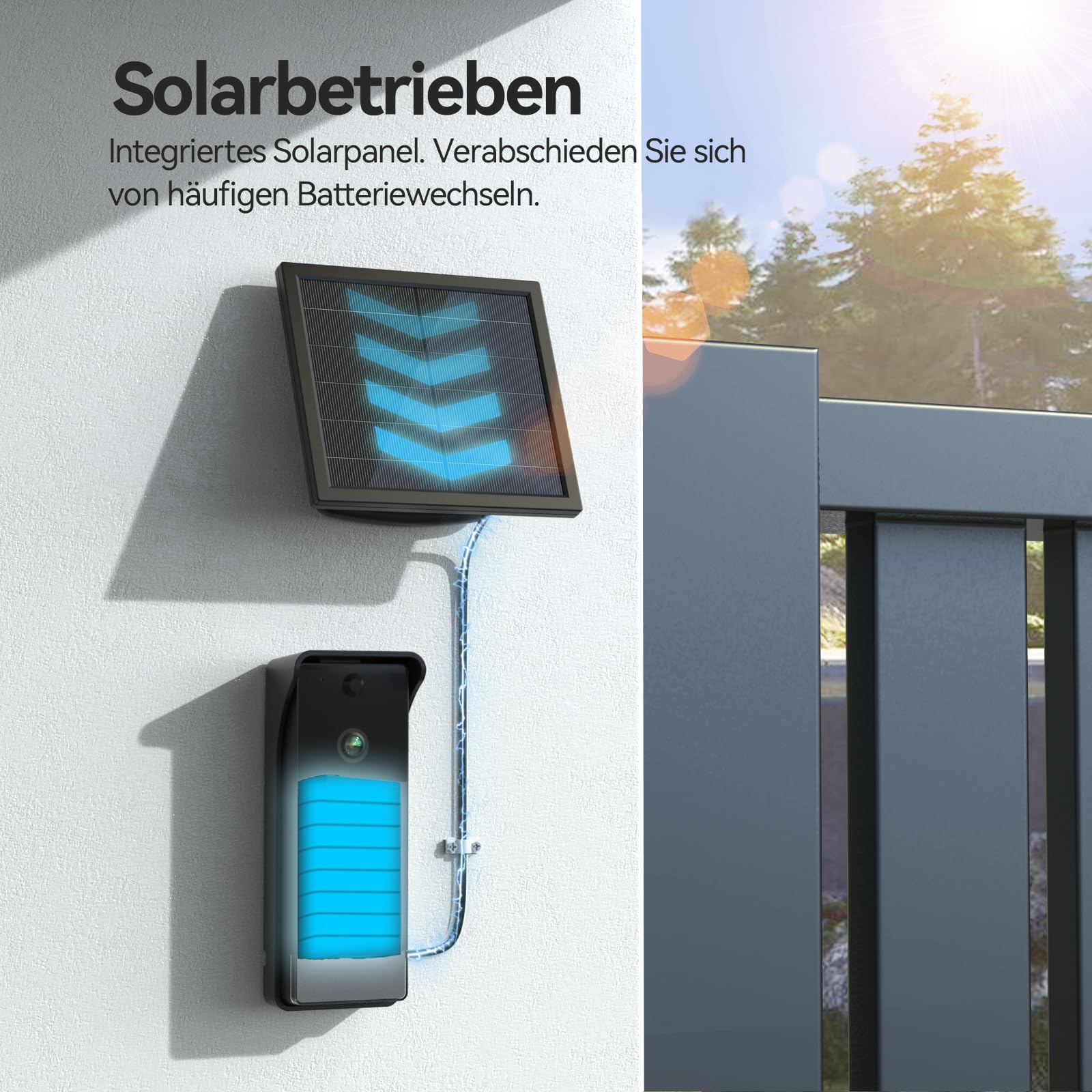 TMEZON WLAN Kabellose Video Türsprechanlage mit 7" Touchscreen, Türklingel mit Kamera & Solarbetrieb, 1080P HD, 160° Weitwinkel, Zwei-Wege-Audio, PIR-Bewegungserkennung, App-Steuerung,2,4/5GHz WiFi