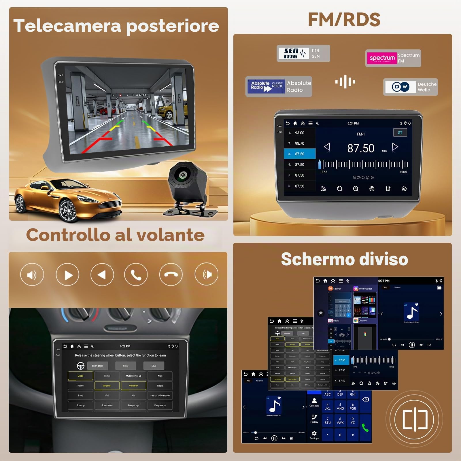 Hikity 4+64GB Android 15 Autoradio per Toyota Vitz XP10 Yaris Platz Echo 1999-2005 con Wireless Carplay Android Auto, 9 Pollic Incell Schermo Tattile Supporto BT/GPS/WiFi/FM/RDS+Retrocamera+MIC