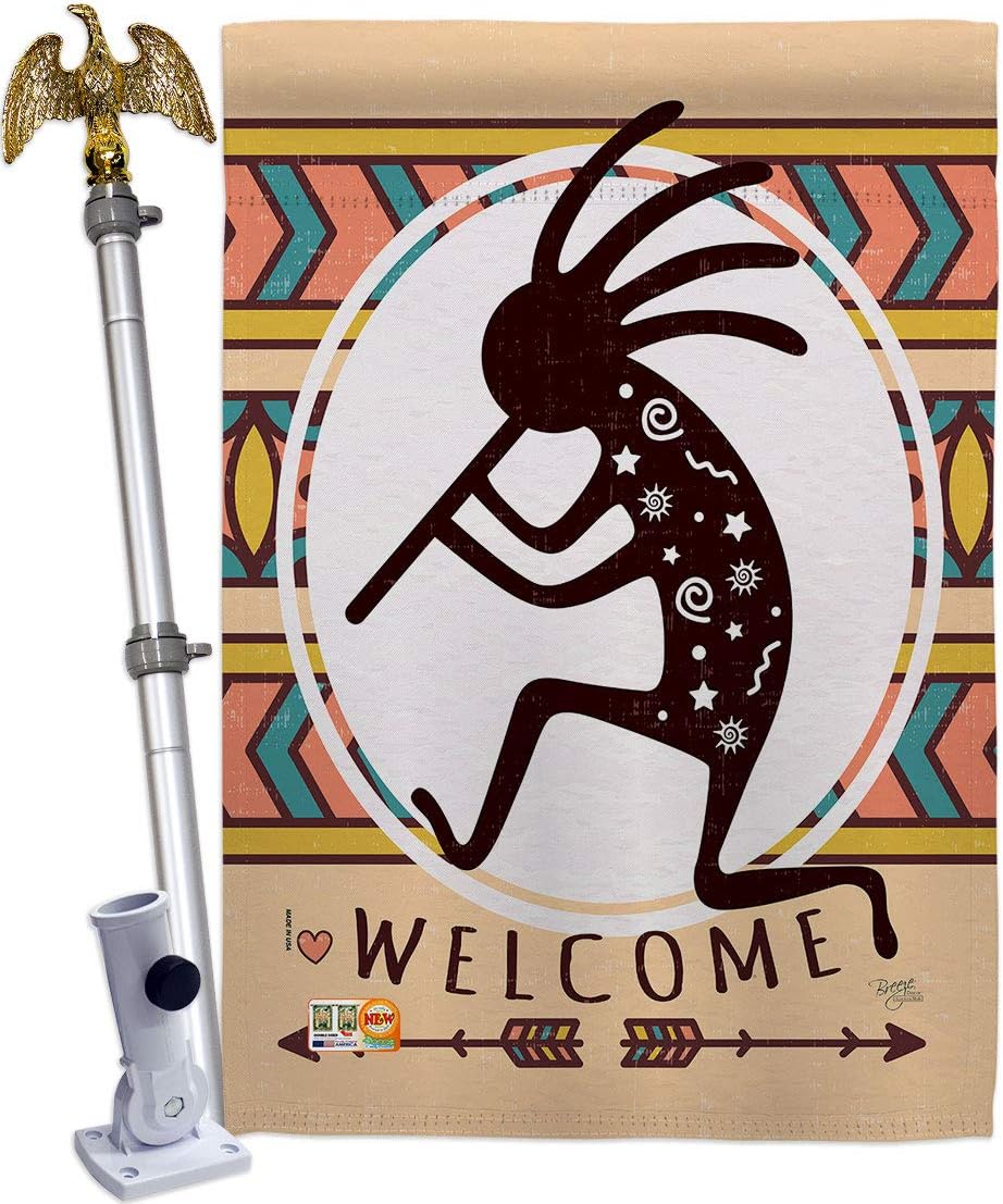 Welcome Kokopelli Dance House Flag Country Living Southwest Desert Cactus Succulent Particular Area Small Decorative Gift Yard Banner Made In USA 28 X 40