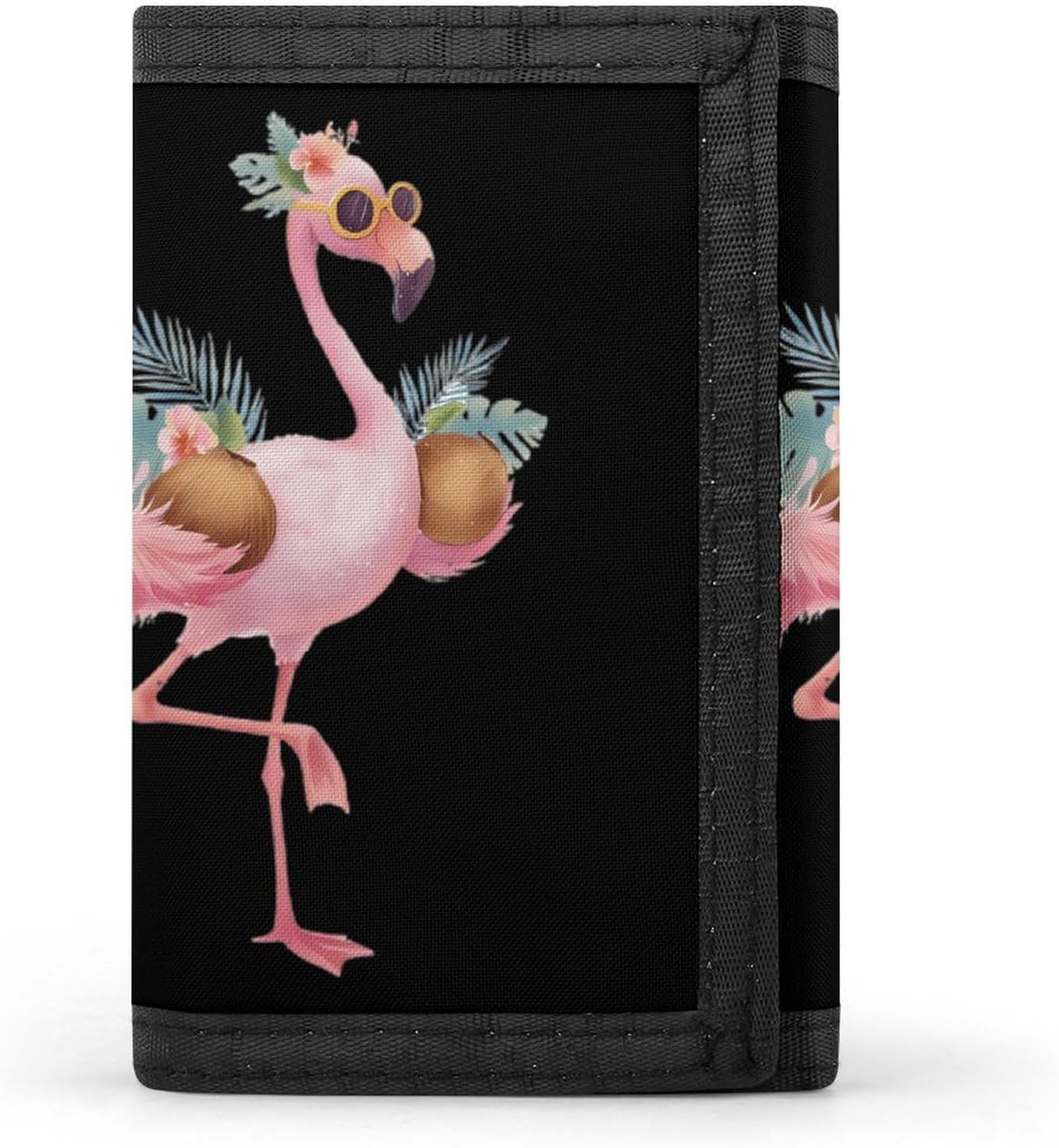 Flamingo Beach Trifold Slim Wallet Front Pocket With Money Clip And ID Credit Card Slots For Travel Work