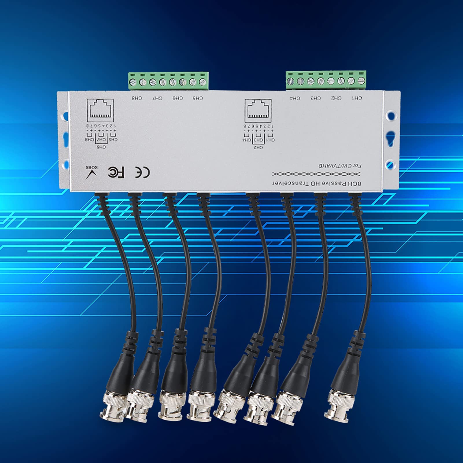 Video Balun, Video Balun Passivo 8CH, Adattatore Ricetrasmettitore Cavo BNC Maschio a UTP per Videoconferenze di Videosorveglianza