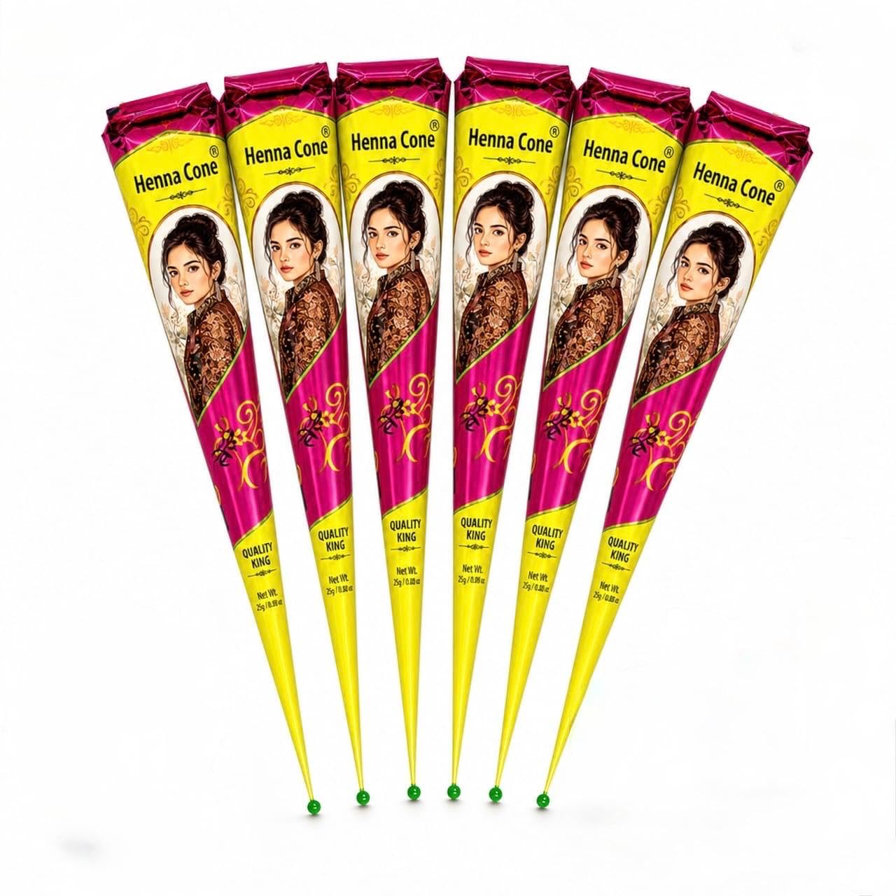 TEJ 100% Natural Henna Cones for Hair Color | Ready to Use Henna Leaves Paste Made with Essential Oils | Rich Reddish Brown | Pack of 6×26g | Gift Box for Festivals, Weddings-Hena