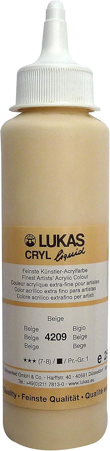 Lukas Cryl Liquid Soft Body Acrylic Paints for Painting - Professional Low Viscosity - 250 ml Bottle Beige