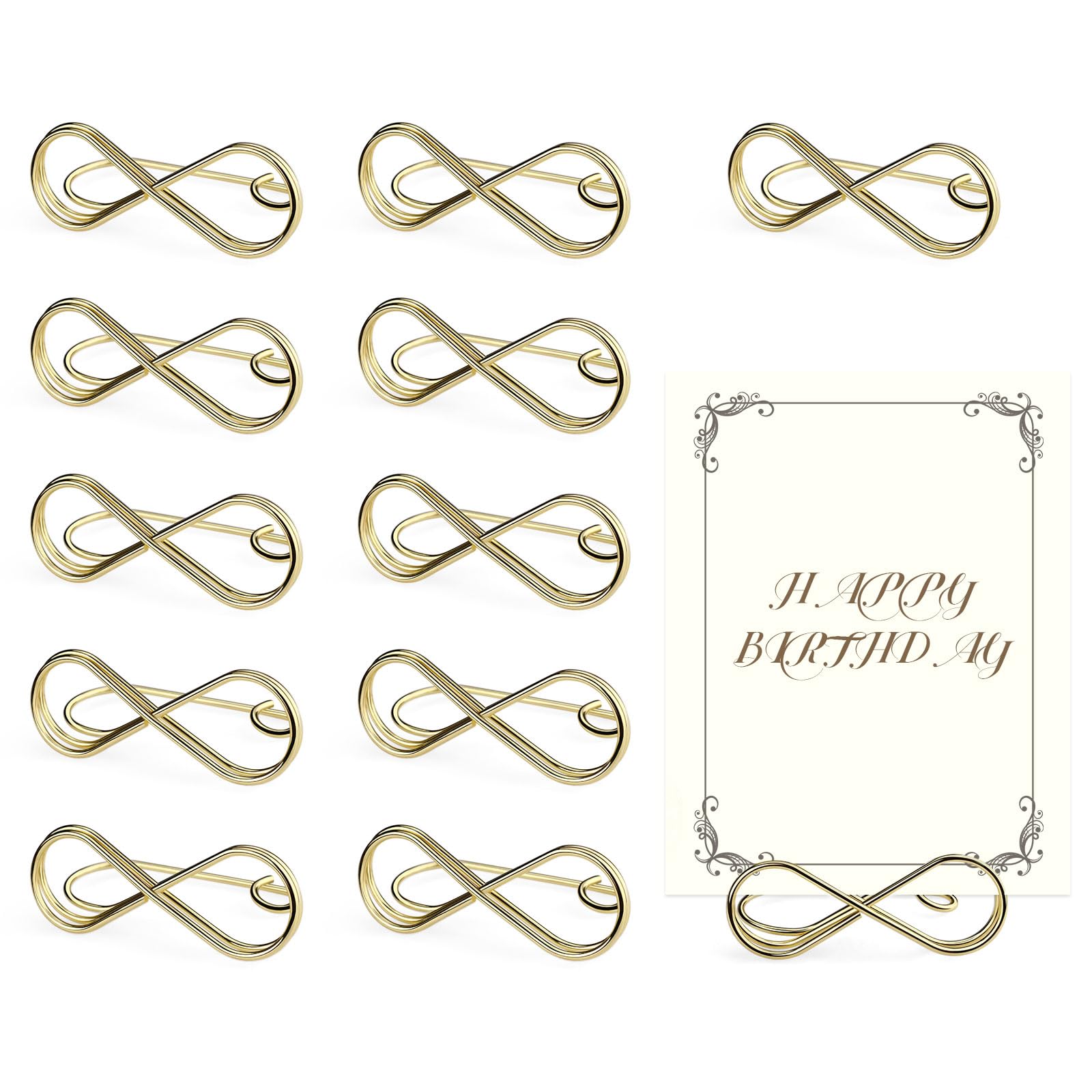 Lele Life Gold 12 Pack Table Number Holders Stands, Wide Base Place Card Holders, Table Sign Picture Photo Holder Menu Memo Clip For Centerpieces Wedding Party,