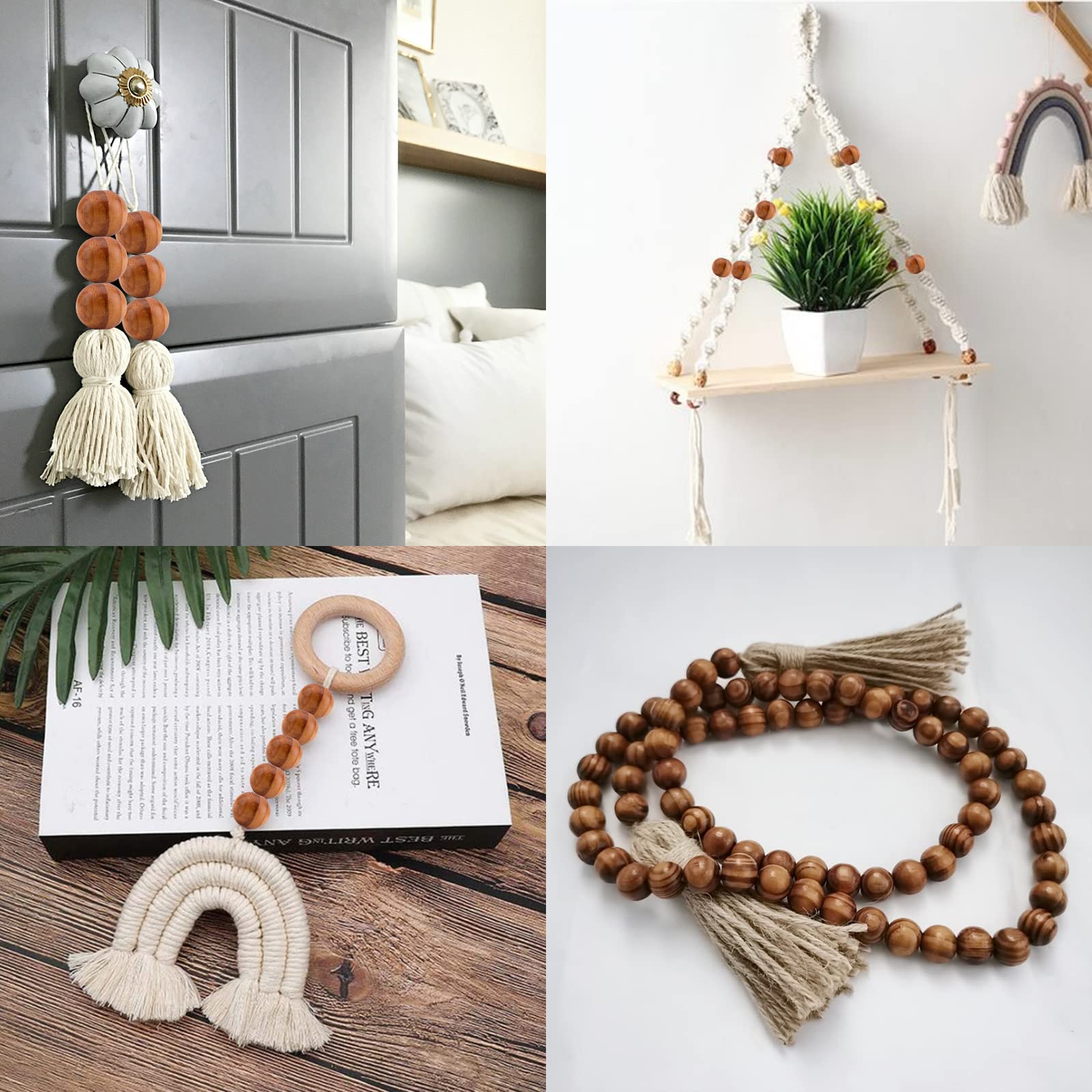 UOWAN 50 stuks natuurlijke houten kralen, 20 mm ronde onafgewerkte houten kralen DIY houten kralen houten losse kralen houten spacer kralen grote houten kralen voor ambachten sieraden maken Macrame