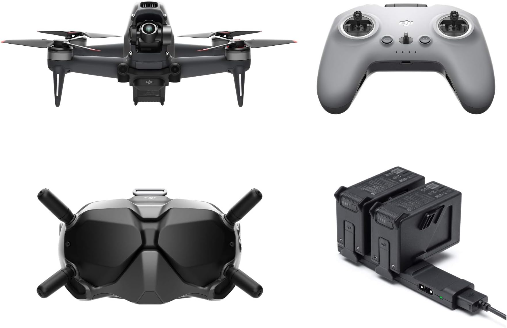 DJIFPV Combo (Goggles V2) + Fly More Kit, First-Person View Drone with 4K Camera, 2 More Batteries and a Charging Hub for Extended Flight Time, Super-Wide 150° FOV, HD Low-Latency Transmission